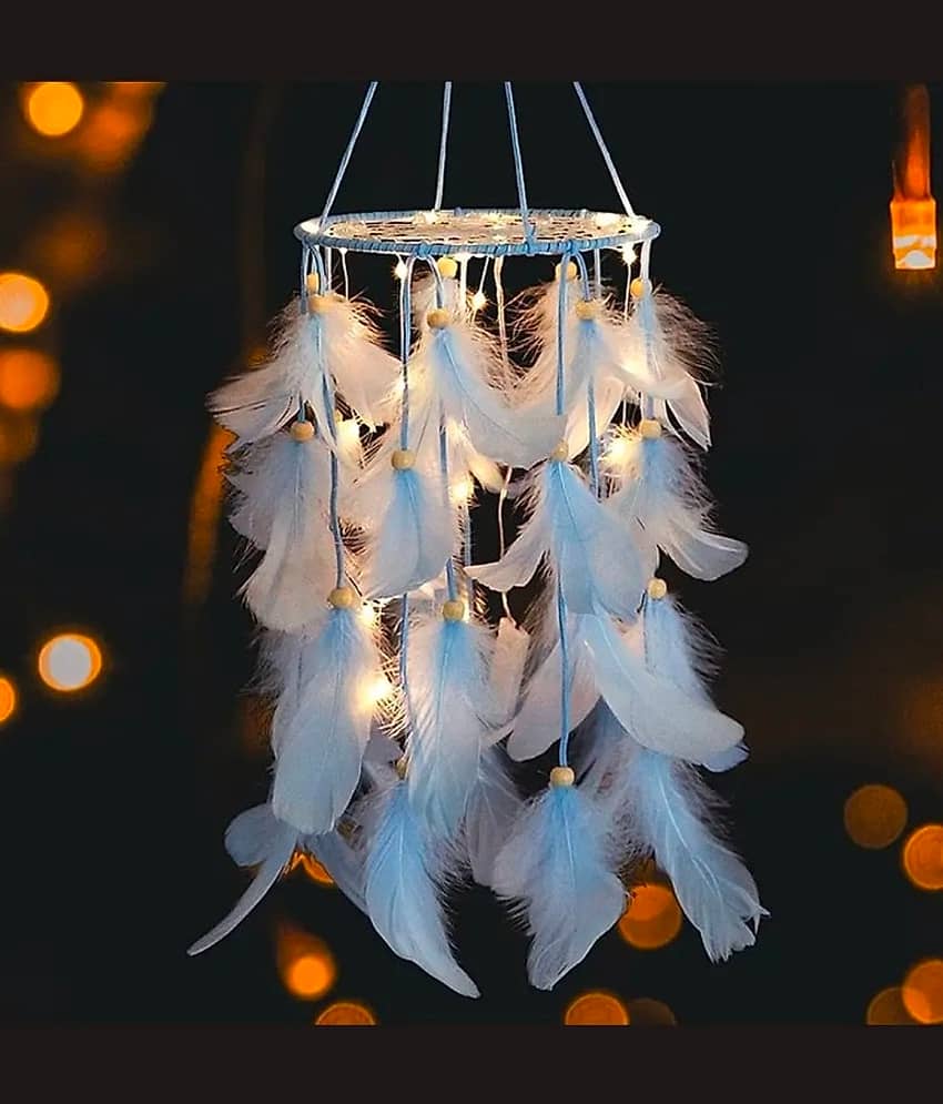 DHRUVTAR STORE White Feather Dream Catcher - Pack of 1 ( 55 X 10 cms )