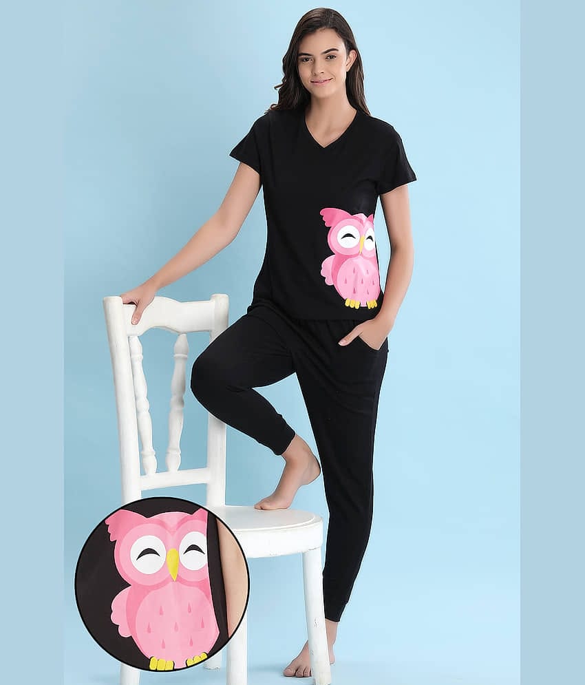 Clovia Cotton Nightsuit Sets - Black Pack of 2