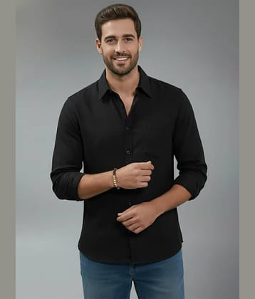 UNI VIBE Cotton Blend Slim Fit Solids Full Sleeves Men's Casual Shirt - Black ( Pack of 1 )