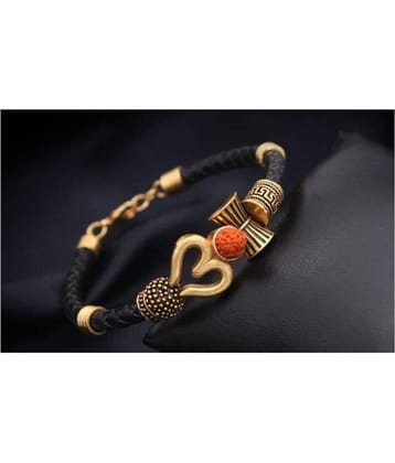 PAYSTORE Rudraksha OM Trishul Damroo Designer Oxidized Gold Bahubali  Kada Bracelet