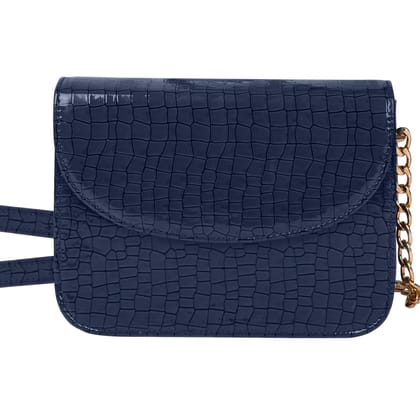 The Wallet Store Premium Brick Style Leather Sling Bag - Blue