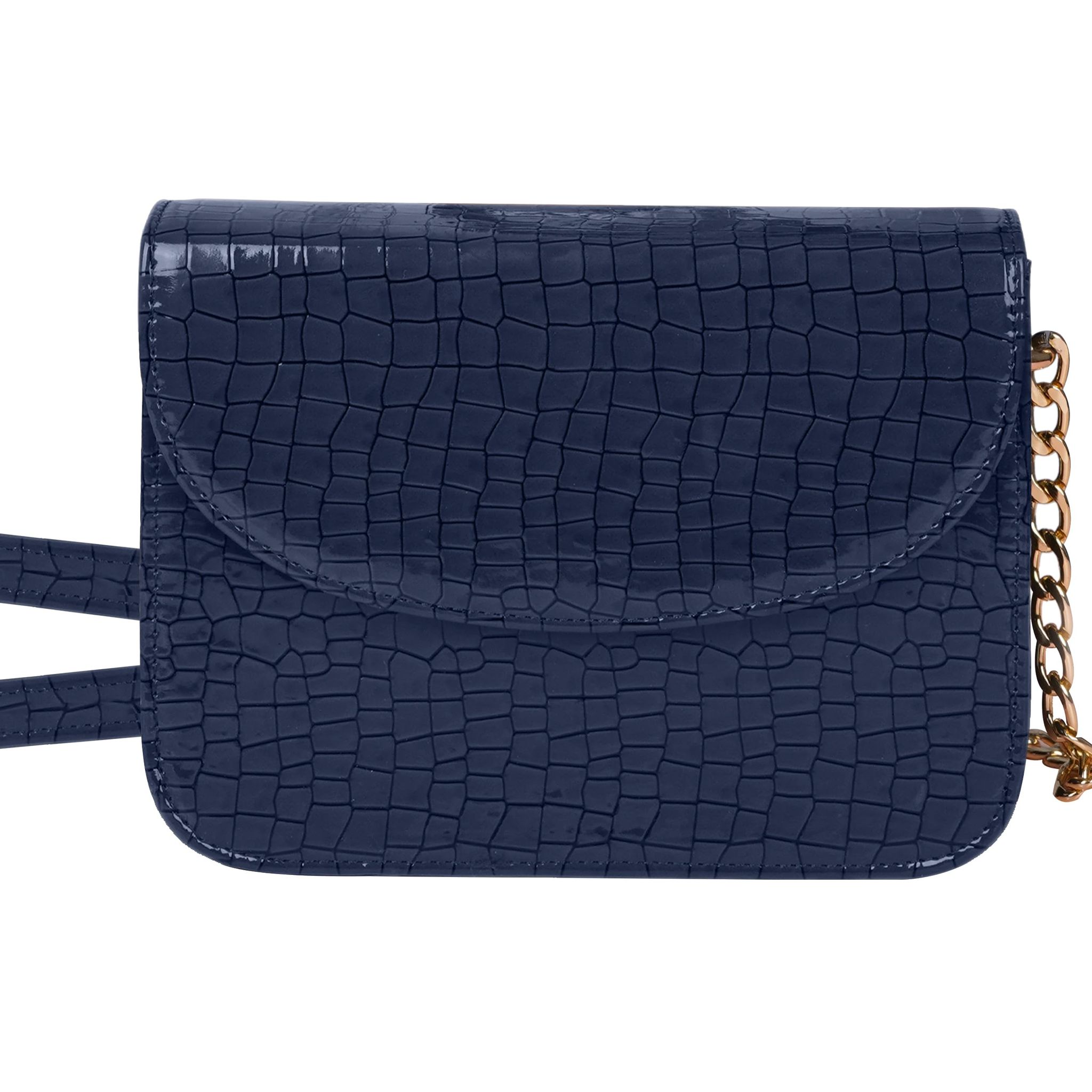 The Wallet Store Premium Brick Style Leather Sling Bag - Blue