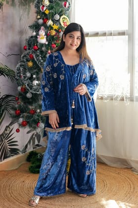 Norah Blue Velvet Three Piece Cord Set-XXL