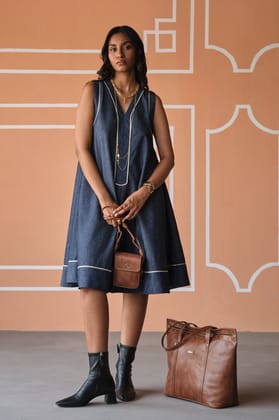 DENIM SHORT DRESS- BIAS-XS