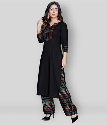 Estela - Black Straight Rayon Women's Stitched Salwar Suit ( Pack of 1 )