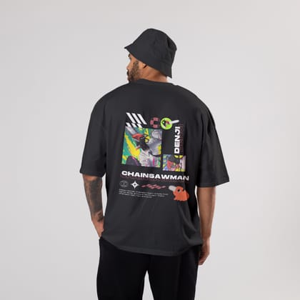 Chainsawman Denji Oversized T-Shirt-S / Black / 240 GSM (100% Cotton)