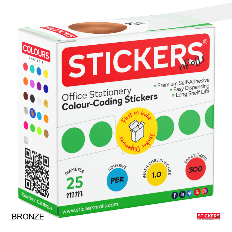25mm - Round - Metallic Colours - Colour Coding Stickers - Permanent ...