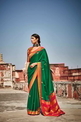 Green Pure Paithani Silk Woven Designer Saree