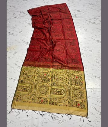 SARADA HANDLOOM Cotton Printed Saree With Unstitched Blouse Piece ( Teal )