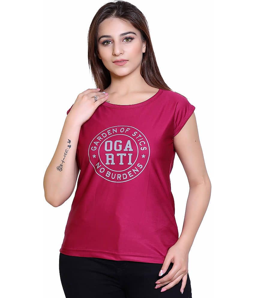 Ogarti Women Lycra Printed Regular Fit Round Neck T-Shirt ( Navy )