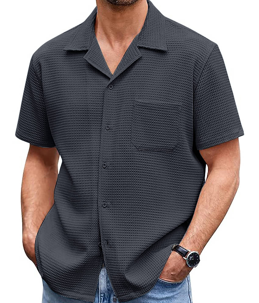 Eyebogler Polyester Relaxed Fit Solids Half Sleeves Men's Casual Shirt - Grey ( Pack of 1 )