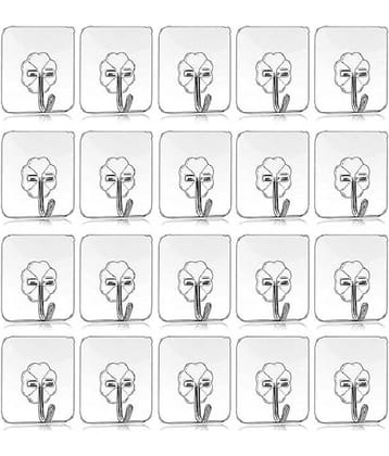 Self Adhesive PVC Flower Wall Hooks, Pack of 20