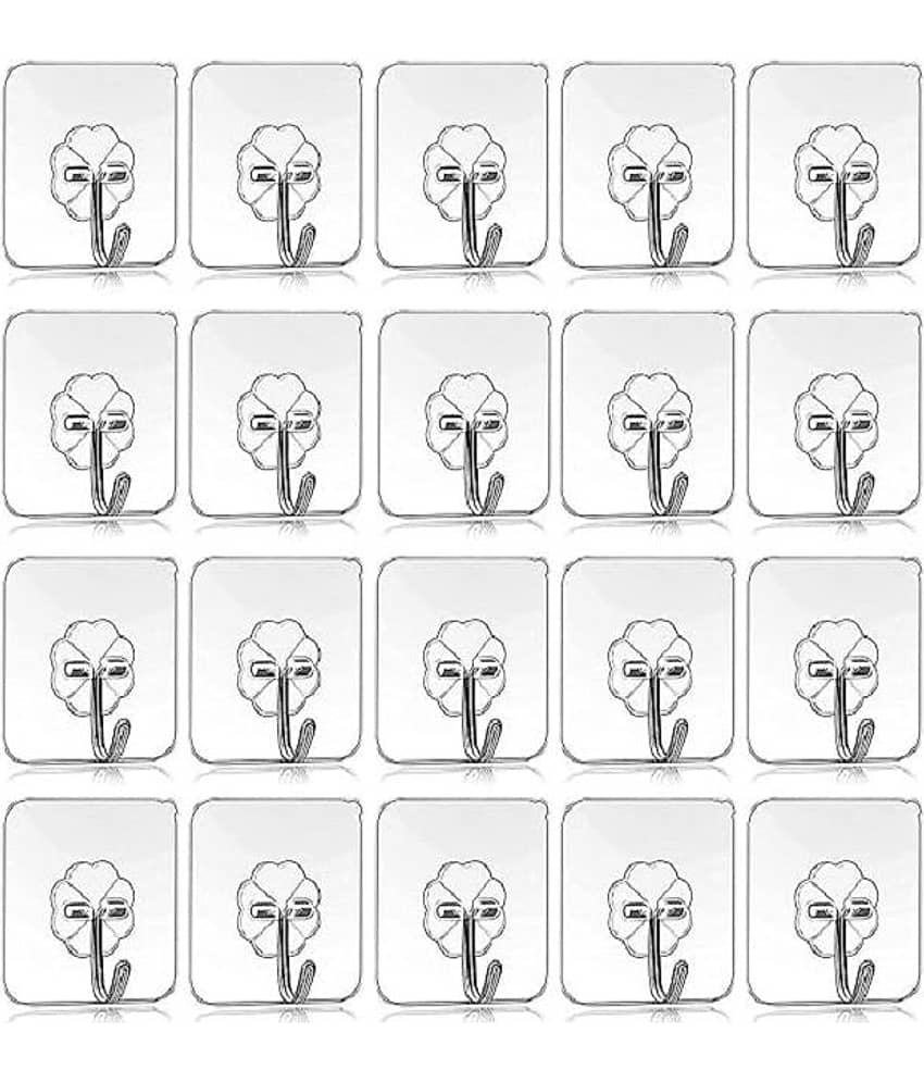 Self Adhesive PVC Flower Wall Hooks, Pack of 20
