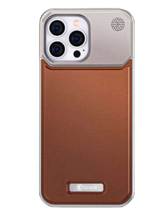 Ronaldo - Luxury Fragrance Rimless Aluminium & iPhone Leather Case - Silver  iPhone 14