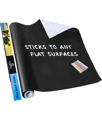 Tapixaa Black Board (45x200cm) Wall Sticker Removable Decal Chalkboard with 5 Chalks for Home School Office College Room Kitchen Kids