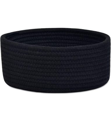 Generic Cotton 8x3 Inch Round 1 Pcs Bedside Organizer With Out Lid (Black)-PID66368