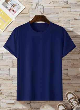 Navy Blue Regular Fit Premium Cotton T shirt-S