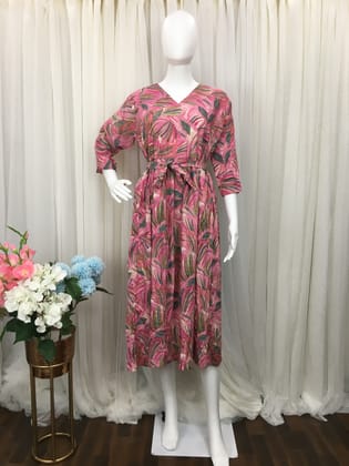 New York Style - Pink Grey  - Maternity Wear  - Soft Rayon-36 - 38 ( S - M )