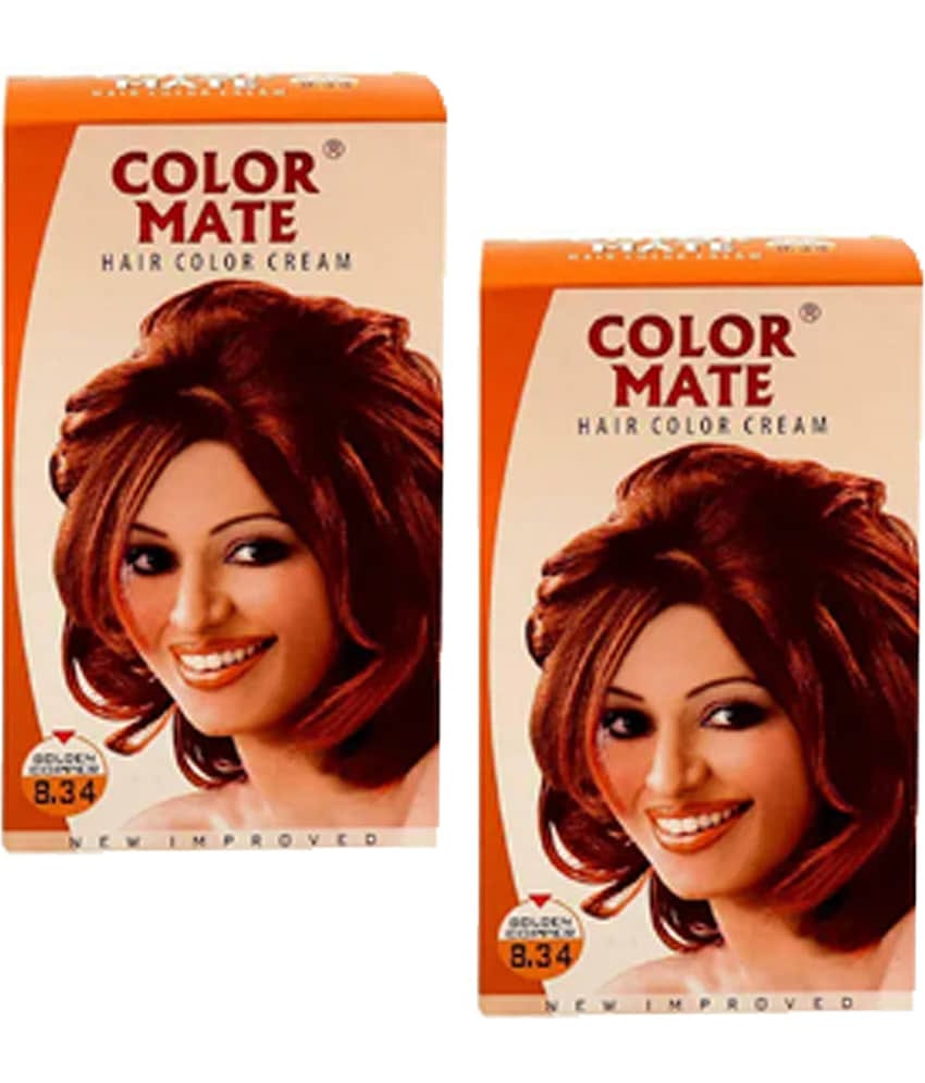 Color Mate Hair Color Cream Golden Copper_130Ml (Pack of 2)