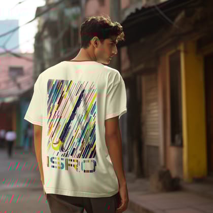 ISRO PSLV Flight Through Light Cream Oversized Tee-S