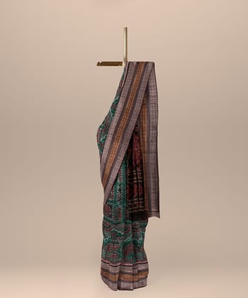 Green Maroon cotton Handloom Sambalpuri Saree