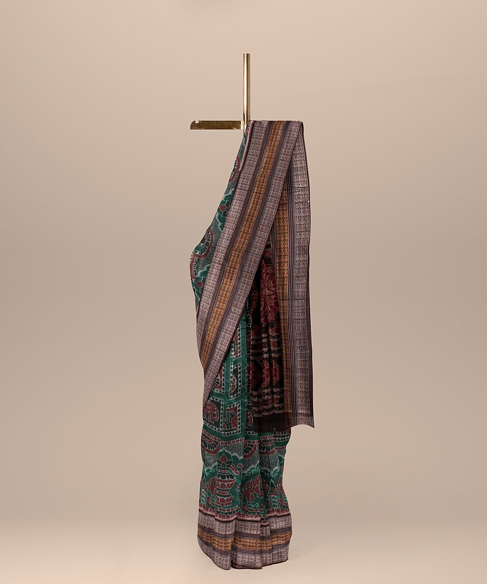 Green Maroon cotton Handloom Sambalpuri Saree