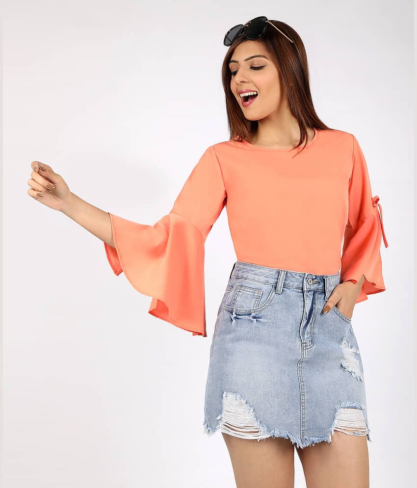 Chimpaaanzee Women's Polyester Regular Top ( Orange )