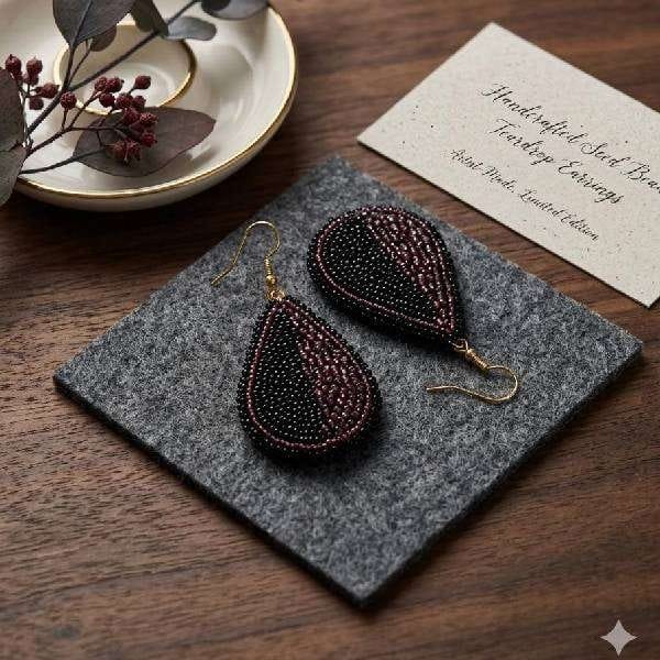 Handcrafted Seed Bead Teardrop Earring
