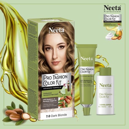 Neeta Professional Pro Fashion Color Kit 7.0 Dark Blonde 100g, Permanent Hair Color, Creme Hair Colour for Women & Men
