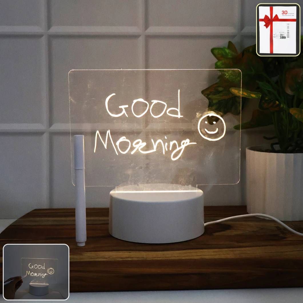 LED Acrylic Writing Message Board Night LampMarker Pen