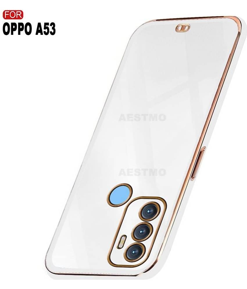 AESTMO - White Silicon Plain Cases Compatible For Oppo A53 ( Pack of 1 )