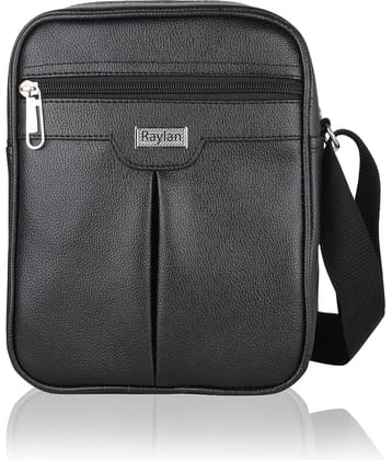 Raylan Black Textured Messenger Bag