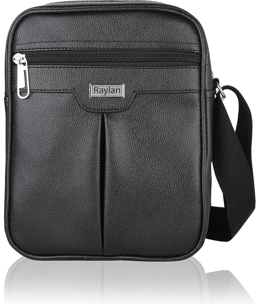 Raylan Black Textured Messenger Bag