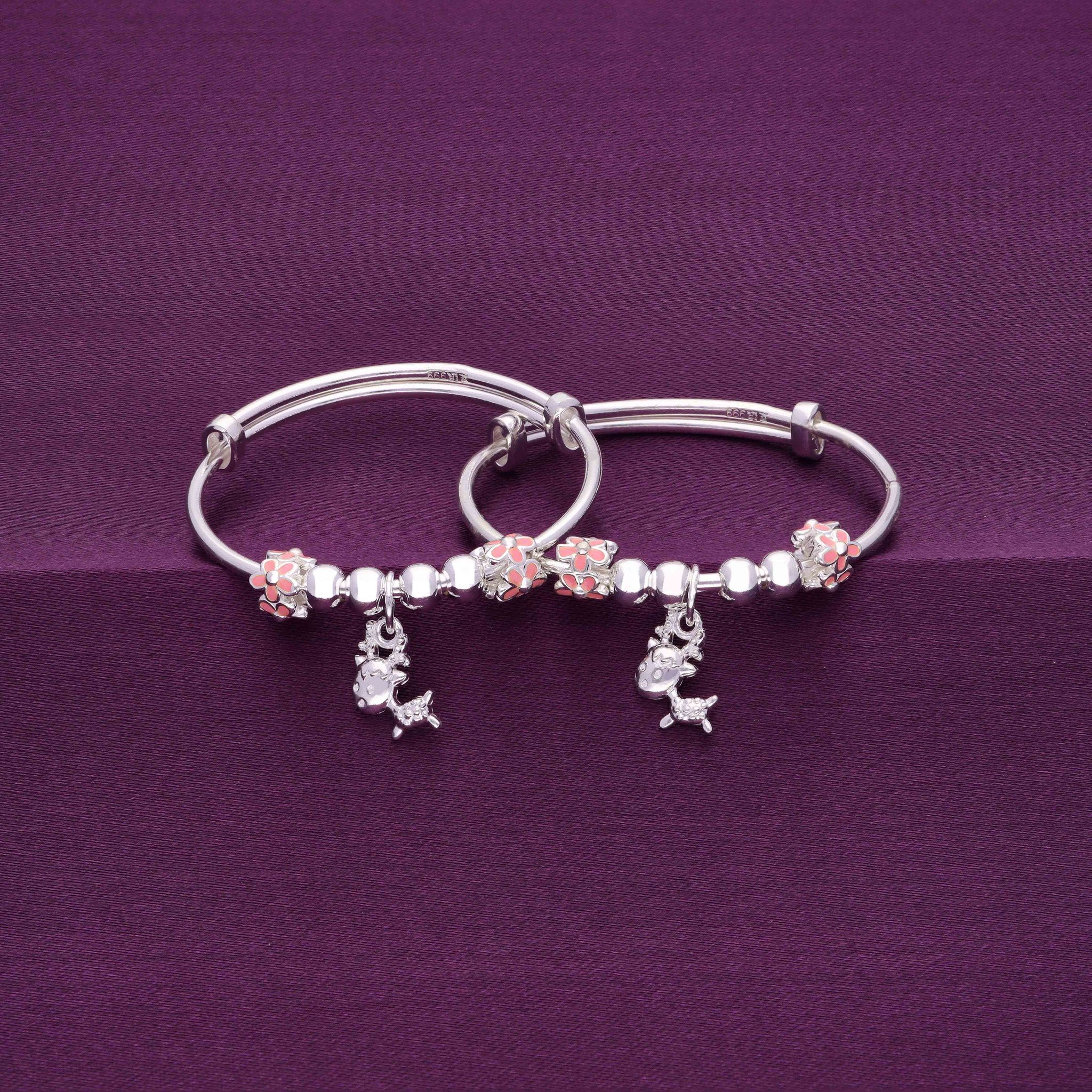 Little Pink Pony Silver Children Bracelet-None / Silver