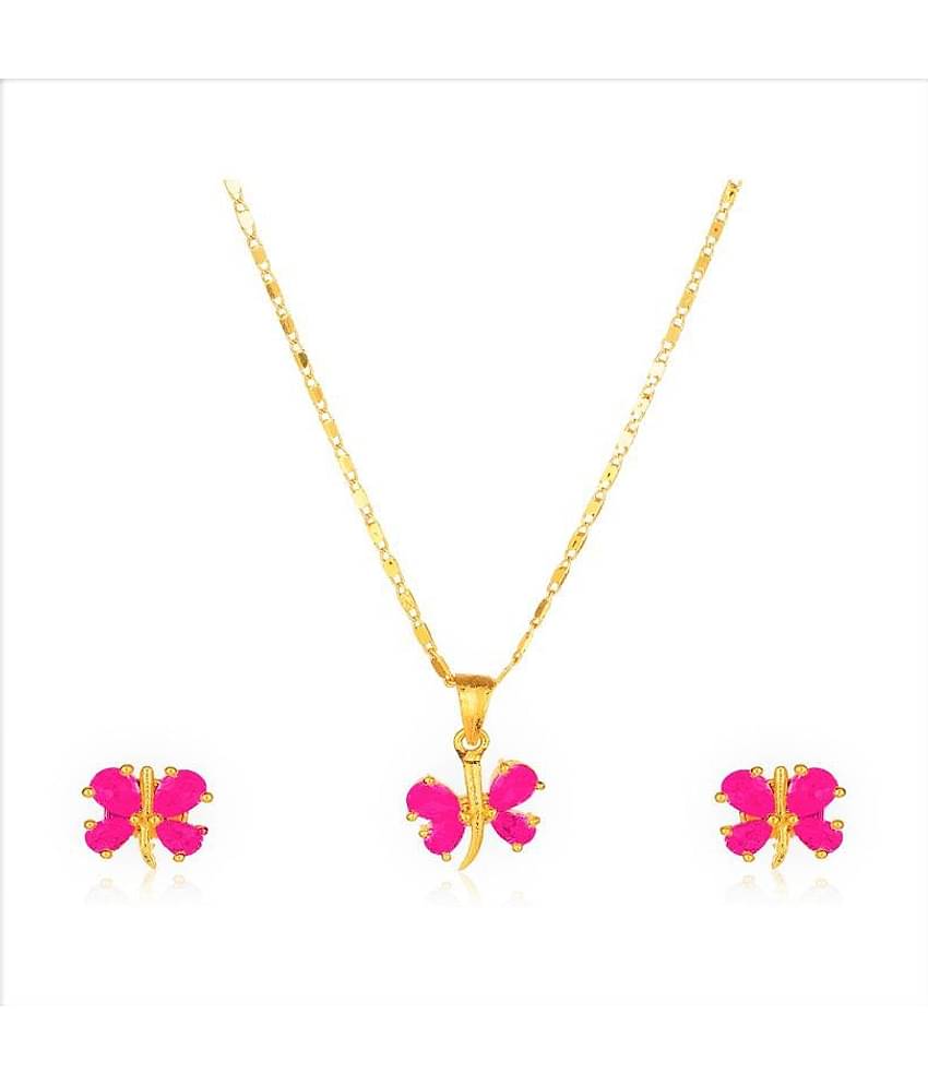 Darshini Designs Pink Colour Butterfly inspired pendant Set For Women And Girls