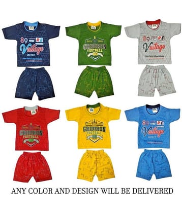 Paryag Pack of 6 Boys Cotton Blend T-Shirt & Shorts Set ( Multicolor )