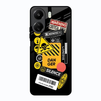 Danger Signs Glass Case for Redmi 13C