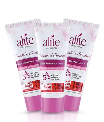 Alite Hair Removal Cream for Women Painless & Effective with Rose Water (30g x Pack of 3)