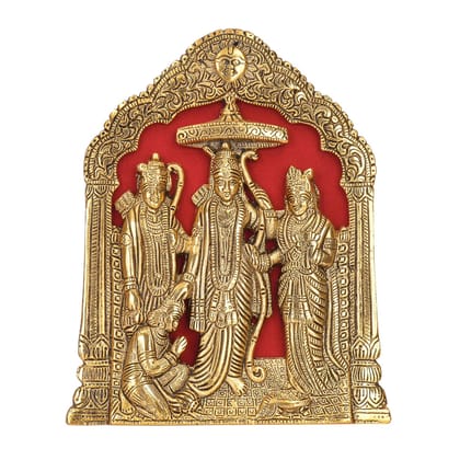 DreamKraft Antique White Metal Lord Ram Darbar Idol For Home Decor and Puja Article(25.4 cm x 15.24 cm) (Gold)