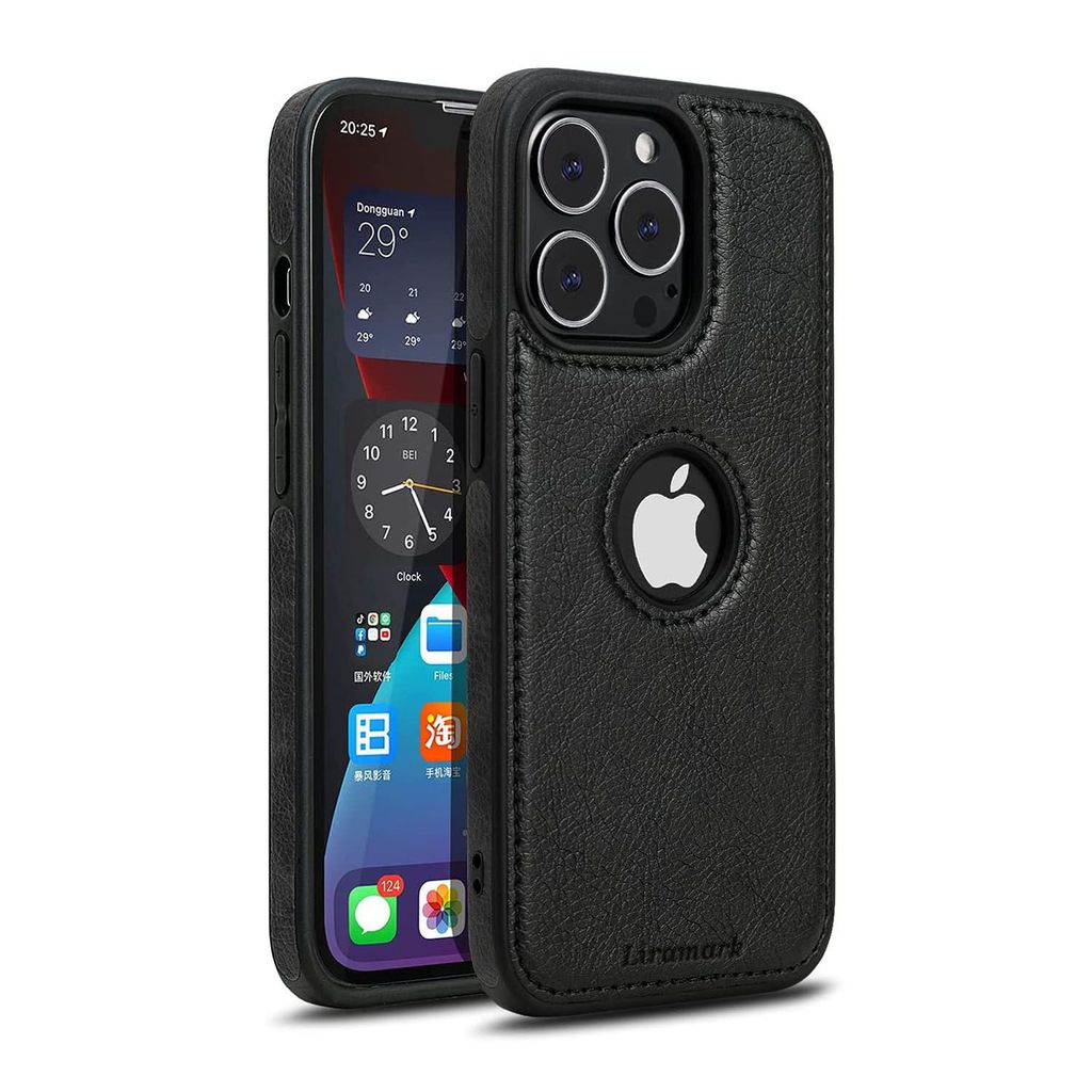 LIRAMARK PU Leather Flexible Back Cover Case Designed for Apple iPhone 13 Pro Max (6.7 Inch)