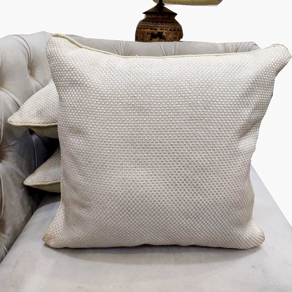 Cream Self Design Woven Geometric Woven Zipper Square Set Cushion Covers (16x16 inch or 40 x 40 cm) Set of 3 - Towels | Buy online on ZillyBuy