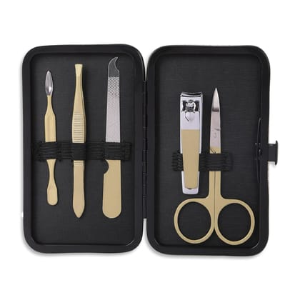 BUNGALOW BEAUTY Manicure Set Nail Clippers - 6PCS Stainless Steel Manicure Set, Professional Mens Grooming Kits, Nail Care Tools with Luxurious Travel Case - California Proposition 65 listed - Lead free | Cadmium Free | Phthalates Free