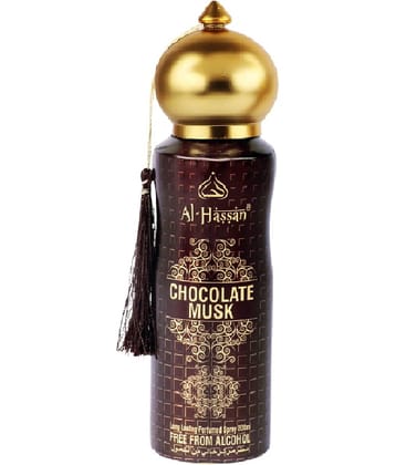 Al - Hassan Chocolate Musk Deodorant Spray for Unisex 200 ml ( Pack of 1 )