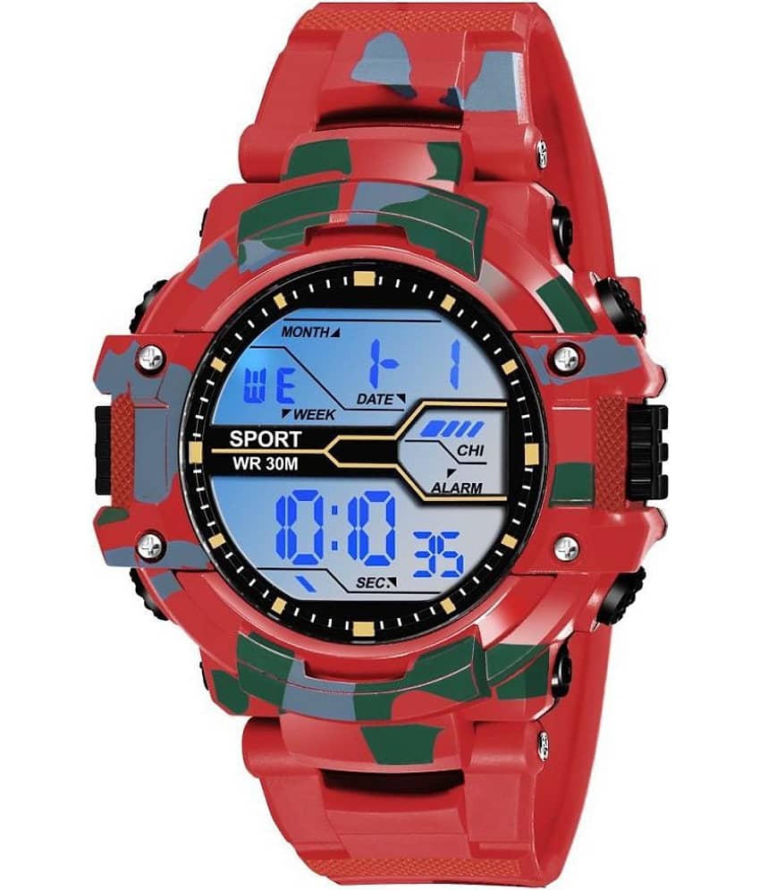 Redux Digital Sports Multi-Functional Red Army Color Strap Watch for Boys & Kids