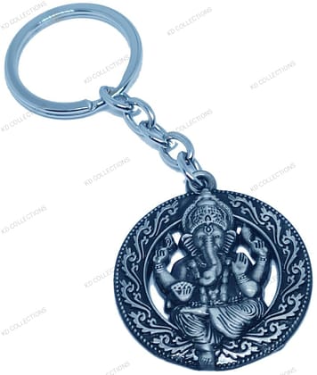 KD COLLECTIONS Ganesha Keychain Metal|Ganesh Key Chain|Ganesh Keyring|Ganesh Key Chains Metal|Ganesh Key Ring|Ganesh Keychains for Car Bike - Pack of 1 Keychain