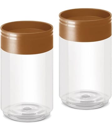 Milton Stack IT 750 Plastic Storage Jar, Set of 2, (630 ml Each), Brown | Air Tight | Storage Jar | Kitchen Organiser | BPA Free | Stackable | Modular | Food Grade | Recyclable