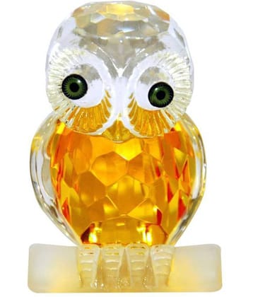 White Crystal Owl In Diamond Cut Feng Shui