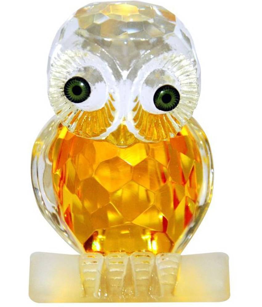 White Crystal Owl In Diamond Cut Feng Shui