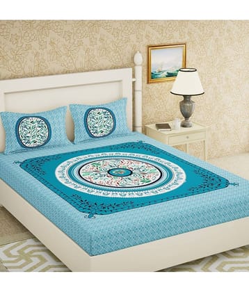 Cosito Cotton 1 Double Bedsheet with 2 Pillow Covers ( Blue )
