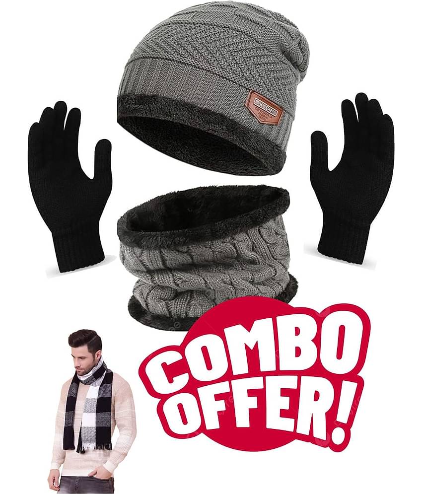 Paryag Pack of 1 Woollen Men's Cap ( Grey )